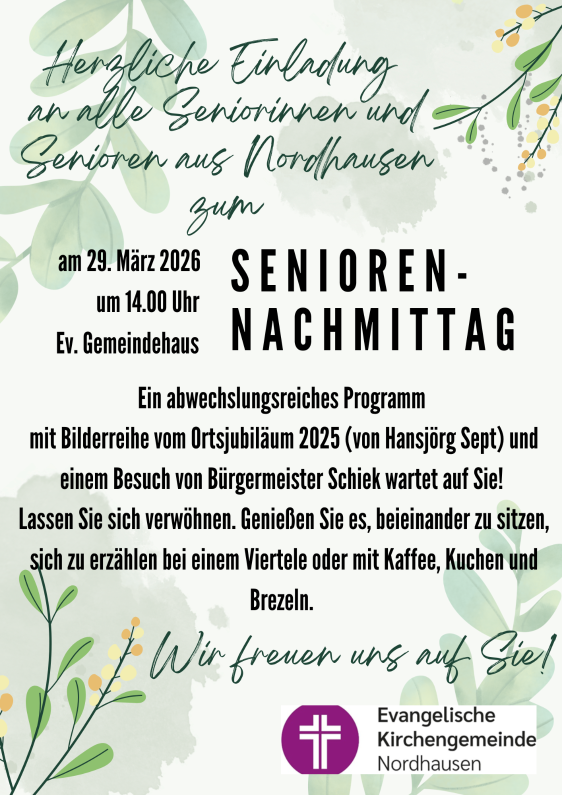 Herzliche Einladung zum Seniorennachmittag